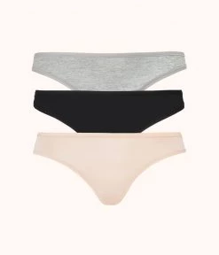 Wearlively The All-Day Thong Bundle: Heather Gray/Jet Black/Toasted Almond Categories