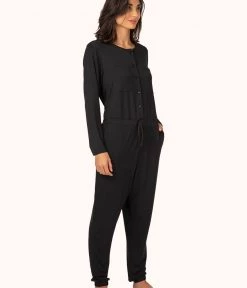 Wearlively The All-Day Crew Jumpsuit: Jet Black