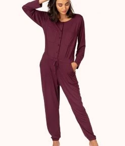 Wearlively The All-Day Crew Jumpsuit: Plum