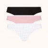 Wearlively Categories The Cotton Thong Bundle - Print: Mini Polka/Coral Stripe/Jet Black