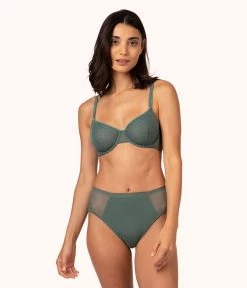 Wearlively Bras The Dot Mesh Unlined Bra: Harbor Green