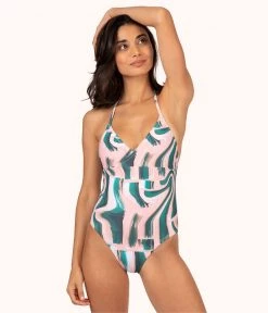 Wearlively The Halter One Piece - Print: Paint Brush
