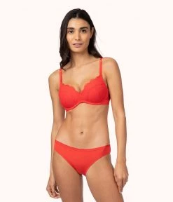 Wearlively Bras The Lace No-Wire Push-Up: Tomato Red