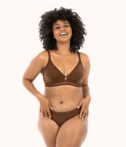 Wearlively The Mesh Trim Bralette: Rich Clay