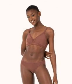 Wearlively The Mesh Trim Bralette: Umber Bras