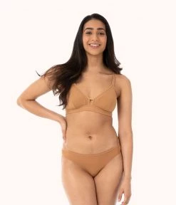 Wearlively Bras The Mesh Trim Bralette: Warm Oak