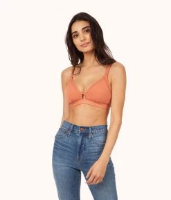 Wearlively The Mesh Trim Maternity Bralette: Terracotta