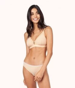 Wearlively The Mesh Trim Maternity Bralette: Toasted Almond