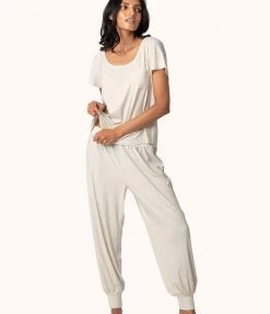 Wearlively The Ribbed Jogger: Heathered Oat