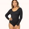 Wearlively The Ribbed Long-Sleeve Bodysuit: Jet Black Categories