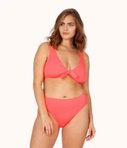 Wearlively The Ruched High Waist Bikini: Electric Pink