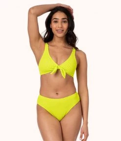 Wearlively The Ruched Plunge Bralette: Electric Lime Categories