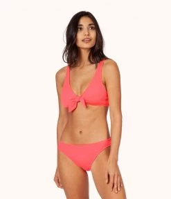 Wearlively Categories The Ruched Plunge Bralette: Electric Pink