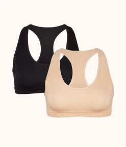 Wearlively Bras The Seamless Racerback Bralette Bundle: Jet Black/Toasted Almond