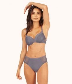 Wearlively The Smooth Lace No-Wire Push-Up Bra: Smoke