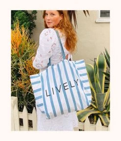 Wearlively The Denim Stripe Tote: Denim Stripe