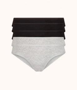 Wearlively Categories The Cotton Bikini 5-Pack: Jet Black/Heather Gray
