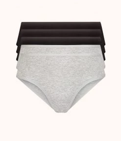Wearlively Categories The Cotton Brief 5-Pack: Jet Black/Heather Gray