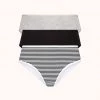 Wearlively The Cotton Brief Bundle: Heather Gray/Jet Black/Black/White Mini Stripe Categories