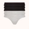 Wearlively Categories The Cotton Thong 5-Pack: Jet Black/Heather Gray