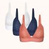 Wearlively The Crochet Lace Bralette Trio: Navy/Matte Rose/White Bras