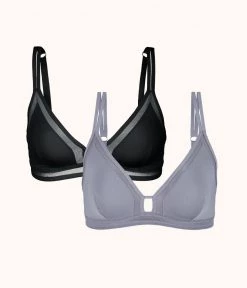 Wearlively The Mesh Trim Bralette Bundle: Jet Black/Smoke Bras