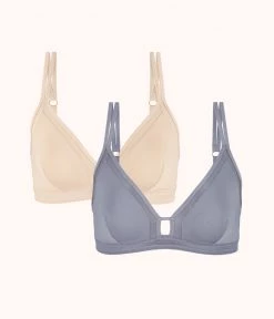 Wearlively The Mesh Trim Bralette Bundle: Toasted Almond/Smoke Bras