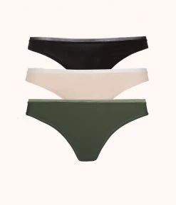 Wearlively The No Show Thong Bundle: Jet Black/Toasted Almond/Rich Olive Categories