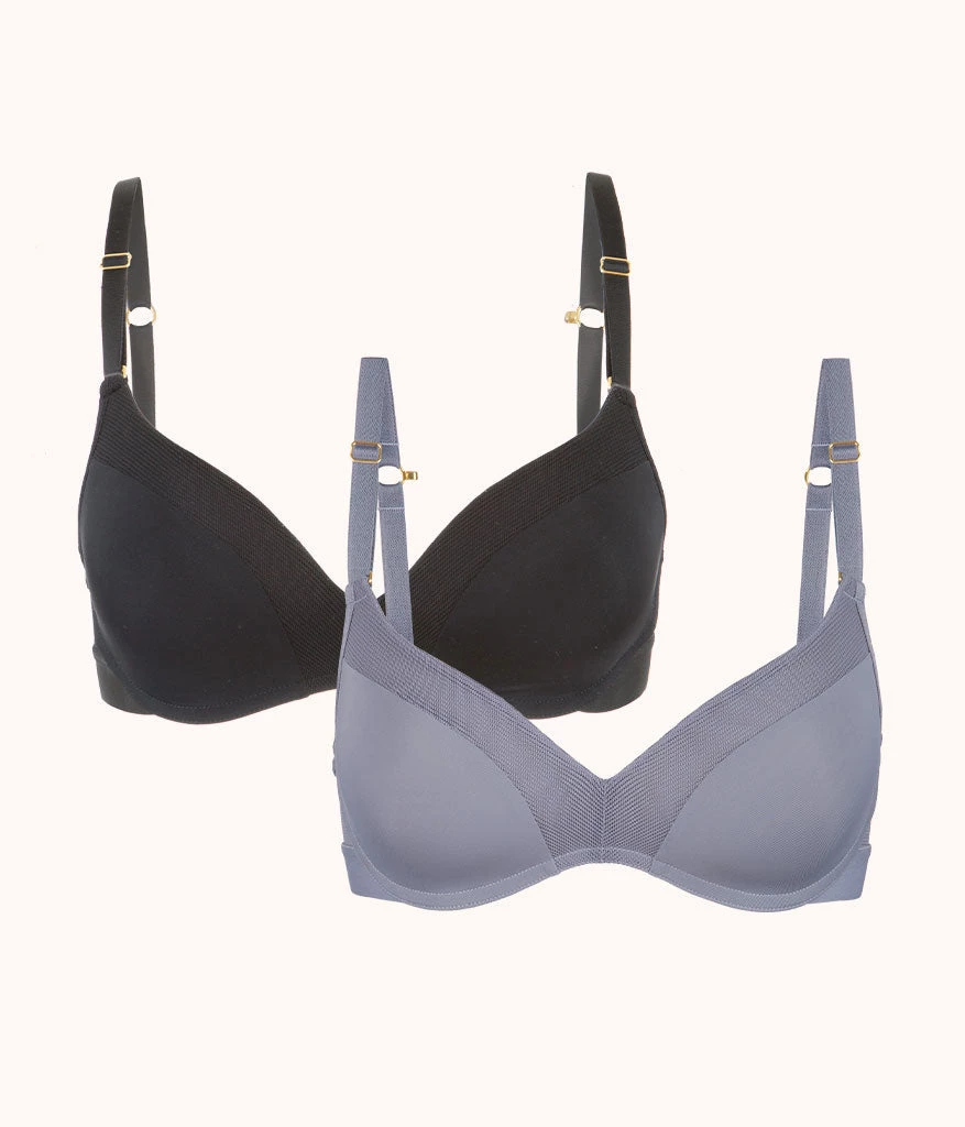 Wearlively No-Wire Push-Up Bra Bundle: Jet Black/Smoke 3 Wearlively No-Wire Push-Up Bra Bundle: Jet Black/Smoke