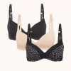 Wearlively The No-Wire Push-Up Trio - Print: Toasted Almond/Jet Black/Painted Polka