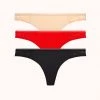 Wearlively Categories The Palm Lace Thong Bundle: Toasted Almond/Jet Black/Tomato Red