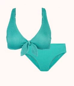 Wearlively Categories The Ruched Plunge Bralette & High Waist Swim Bundle: Aquamarine