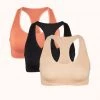 Wearlively The Seamless Racerback Bralette Trio: Terracotta/Jet Black/Toasted Almond