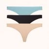 Wearlively Categories The Seamless Thong Bundle: Jet Black/Toasted Almond/Sky Blue