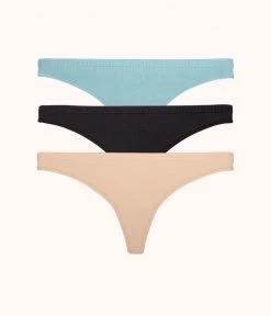 Wearlively Categories The Seamless Thong Bundle: Jet Black/Toasted Almond/Sky Blue