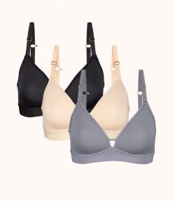 Wearlively Bras The Spacer Bra Trio: Jet Black/Toasted Almond/Smoke