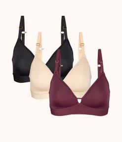 Wearlively Bras The Spacer Bra Trio: Toasted Almond/Jet Black/Plum
