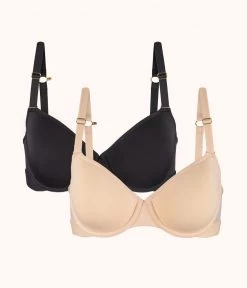 Wearlively The Spacer T-Shirt Bra Bundle: Toasted Almond/Jet Black