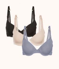 Wearlively Bras The T-Shirt Bra Trio: Toasted Almond/Jet Black/Smoke