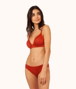 Wearlively The All-Day Plunge No-Wire Bra Trio: Burnt Orange/Jet Black/Toasted Almond Bras