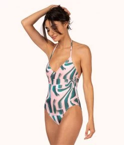 Wearlively The Halter One Piece - Print: Paint Brush