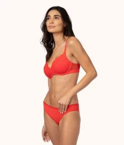 Wearlively Bras The Lace No-Wire Push-Up: Tomato Red