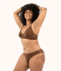 Wearlively The Mesh Trim Bralette: Rich Clay