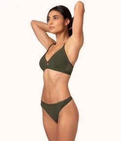 Wearlively The Mesh Trim Bralette: Rich Olive Bras