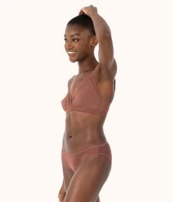 Wearlively The Mesh Trim Bralette: Umber Bras