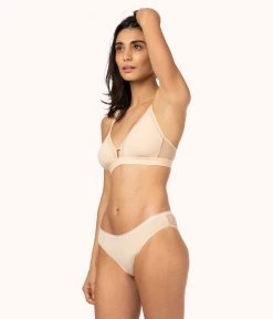 Wearlively The Mesh Trim Padded Bralette: Toasted Almond Bras