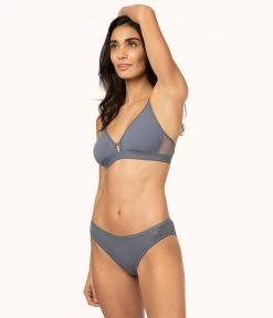 Wearlively Bras The Mesh Trim Padded Bralette: Smoke