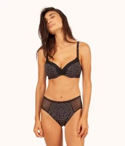 Wearlively The No-Wire Push-Up Trio - Print: Toasted Almond/Jet Black/Painted Polka