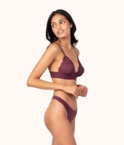 Wearlively Categories The Palm Lace Thong: Plum