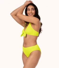 Wearlively The Ruched Plunge Bralette: Electric Lime Categories